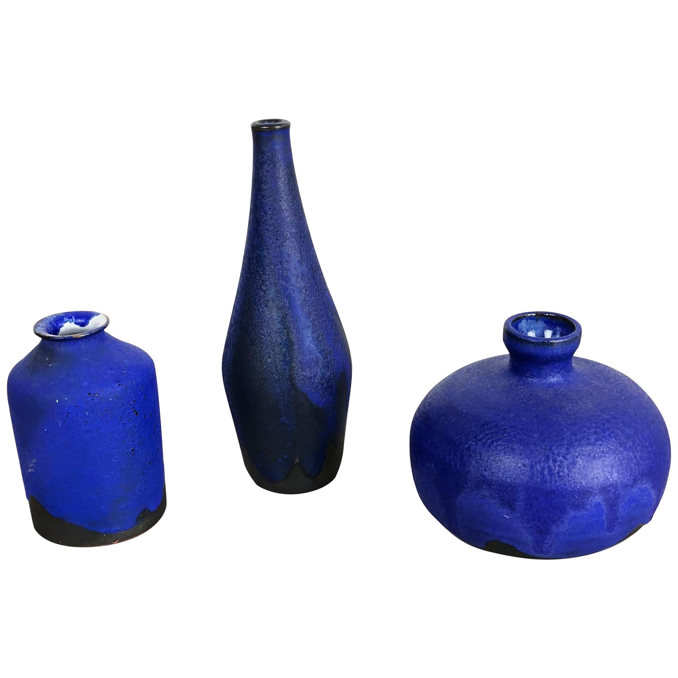 Set of 3 Ceramic Studio Pottery Vase by Gerhard Liebenthron, Germany, 1960s