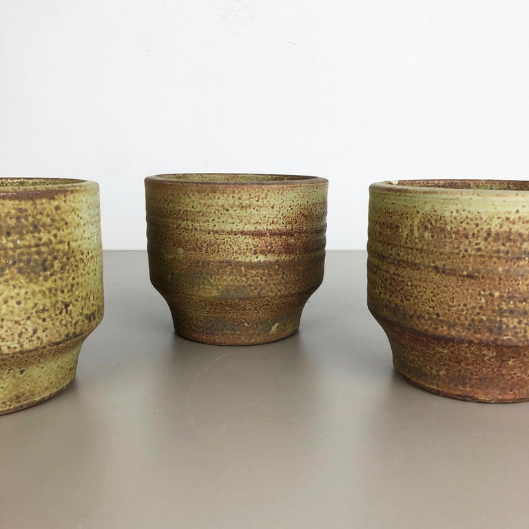 Dutch Set of 3 Ceramic Studio Pottery Vase by Piet Knepper for Mobach Netherlands 1970 For Sale