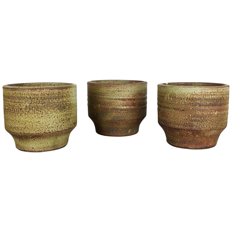 Set of 3 Ceramic Studio Pottery Vase by Piet Knepper for Mobach Netherlands 1970 For Sale