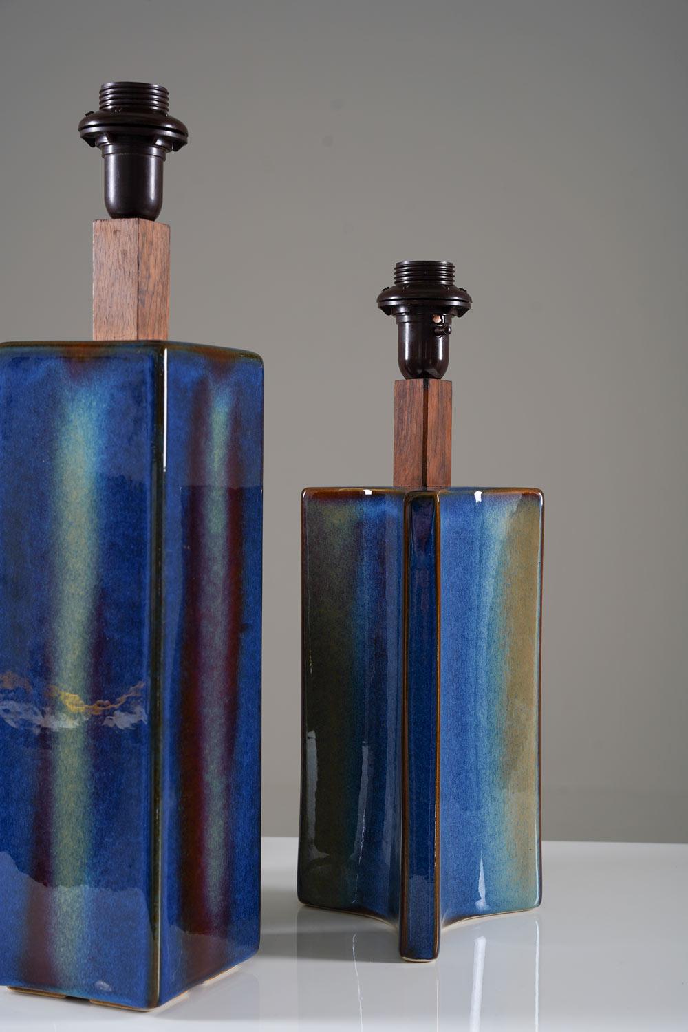 20th Century Set of 3 Ceramic Table Lights by Søholm, Denmark For Sale