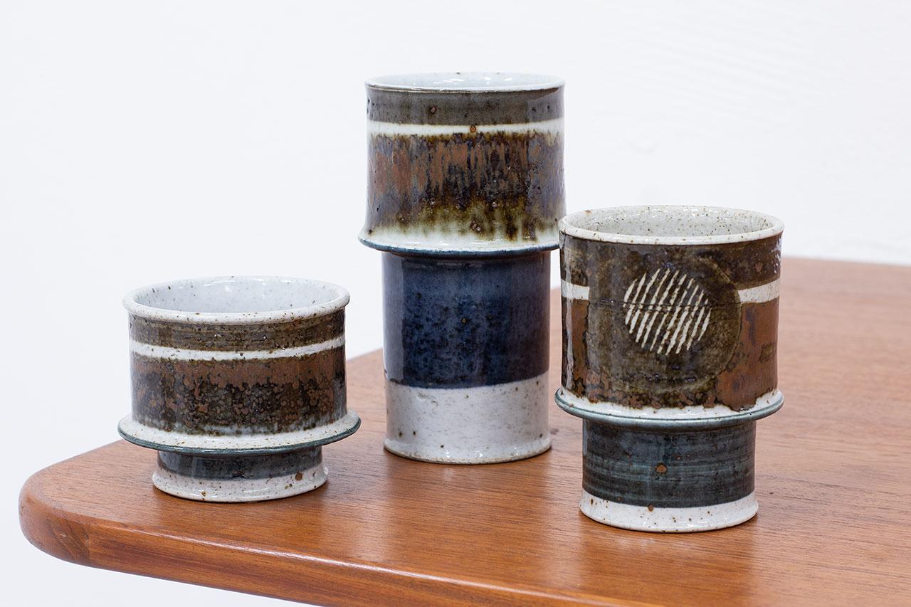 Swedish Set of 3 Ceramic Vases by Inger Persson for Rörstrand, Sweden For Sale