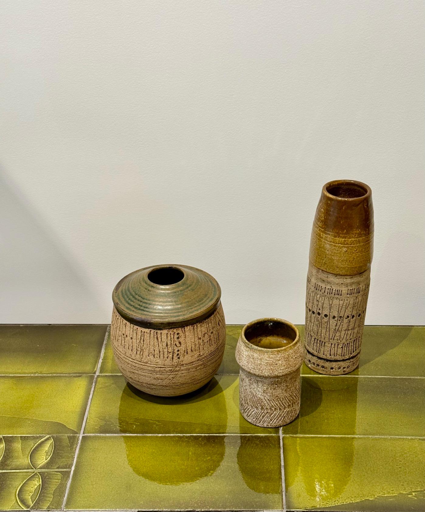 Set von 3 Keramikvasen von Lisa Larson, Gustavsberg, Schweden, 1960er Jahre im Angebot 7