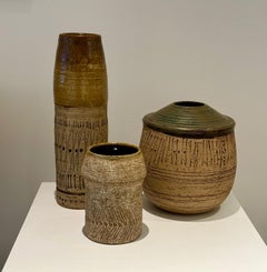Juego de 3 jarrones de cerámica de Lisa Larson , Gustavsberg Suecia, años 60