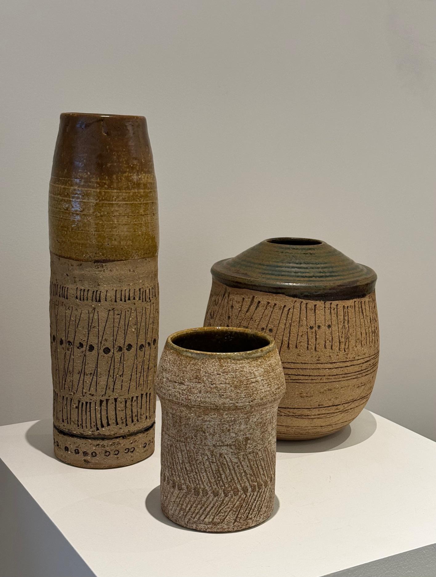 Set of 3 Ceramic Vases by Lisa Larson , Gustavsberg Sweden, 1960s In Good Condition For Sale In Paris, FR