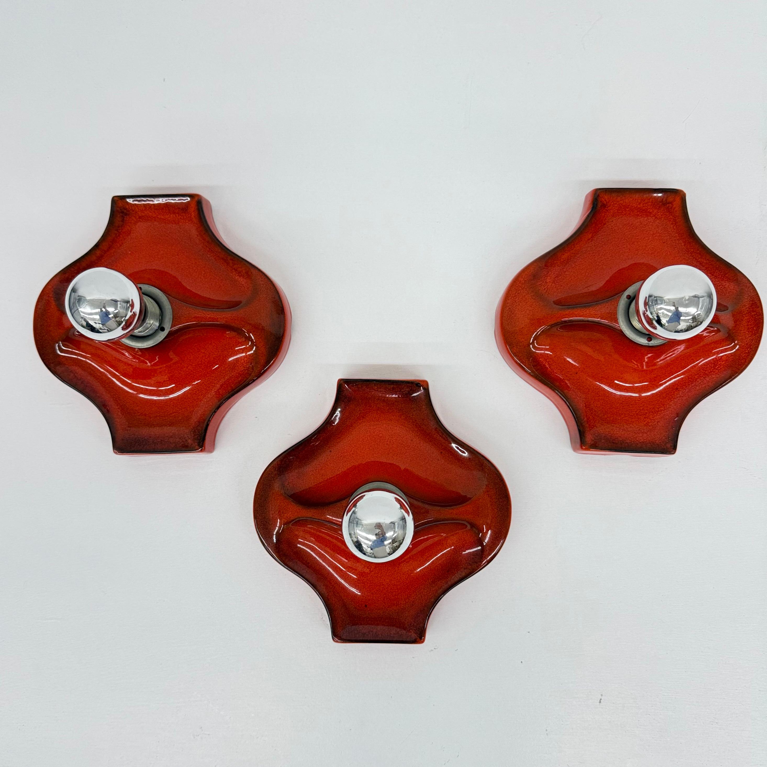 Juego de 3 apliques de cerámica , años 70 en venta 10