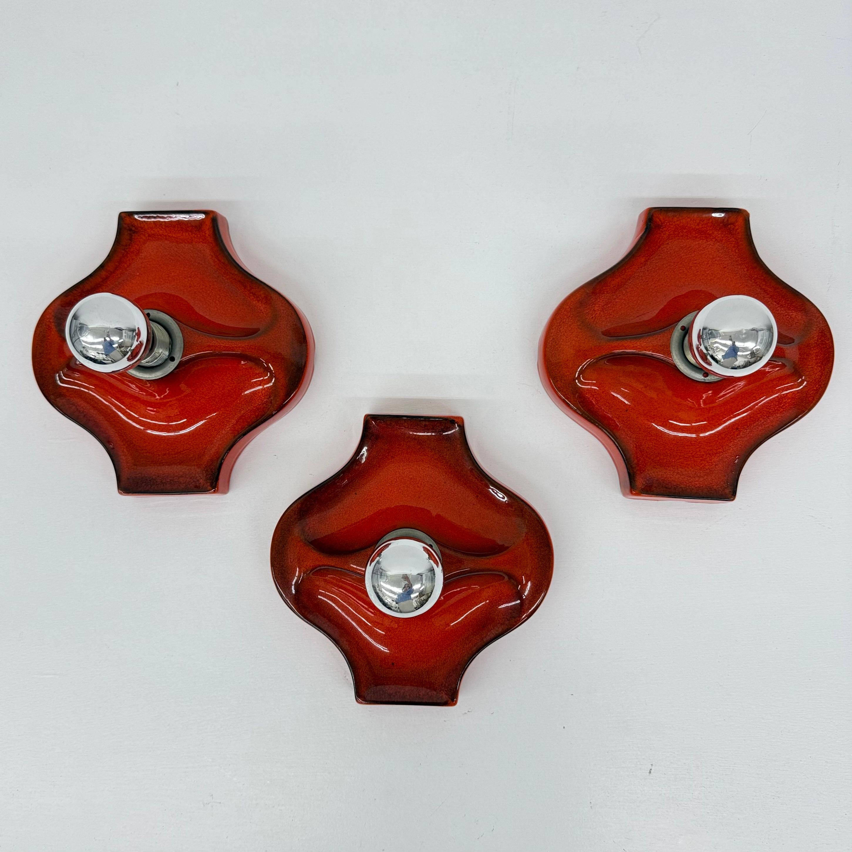 Juego de 3 apliques de cerámica , años 70 en venta 11