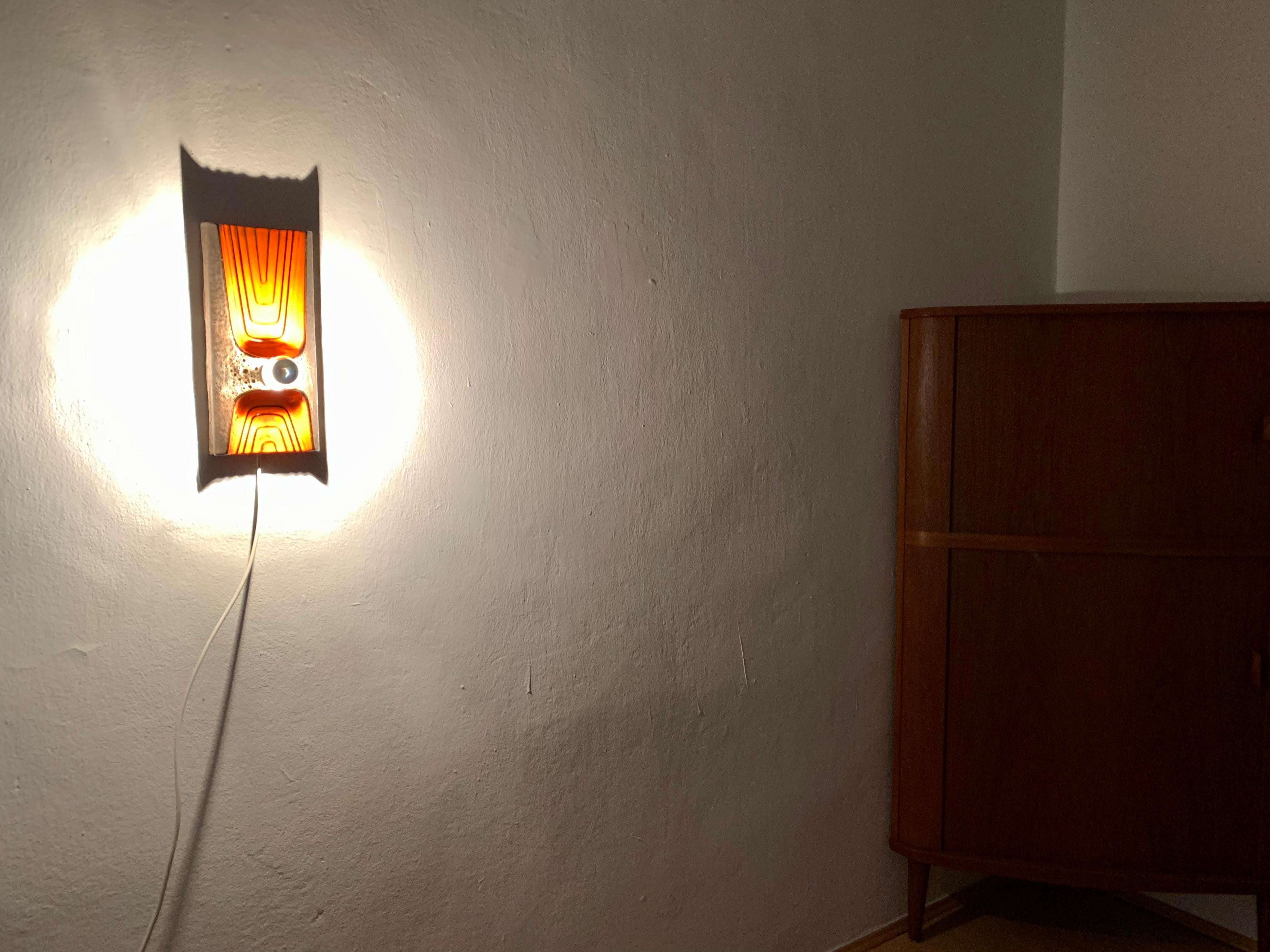 Metal Set of 3 Ceramic Wall Lamps For Sale