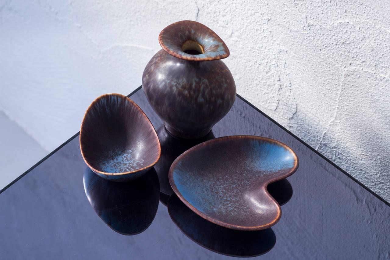 Set of 3 Ceramics by Gunnar Nylund for Rörstrand, Sweden (Skandinavische Moderne)