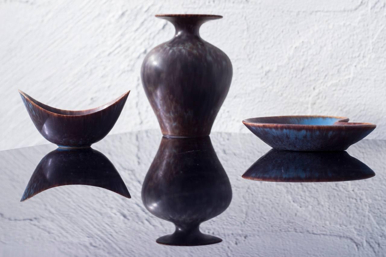 Set of 3 Ceramics by Gunnar Nylund for Rörstrand, Sweden (Schwedisch)