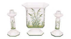set of 3 Ceramics Candlesticks and Jardiniere by Bassano Italy 1970s