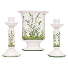 set of 3 Ceramics Candlesticks and Jardiniere by Bassano Italy 1970s