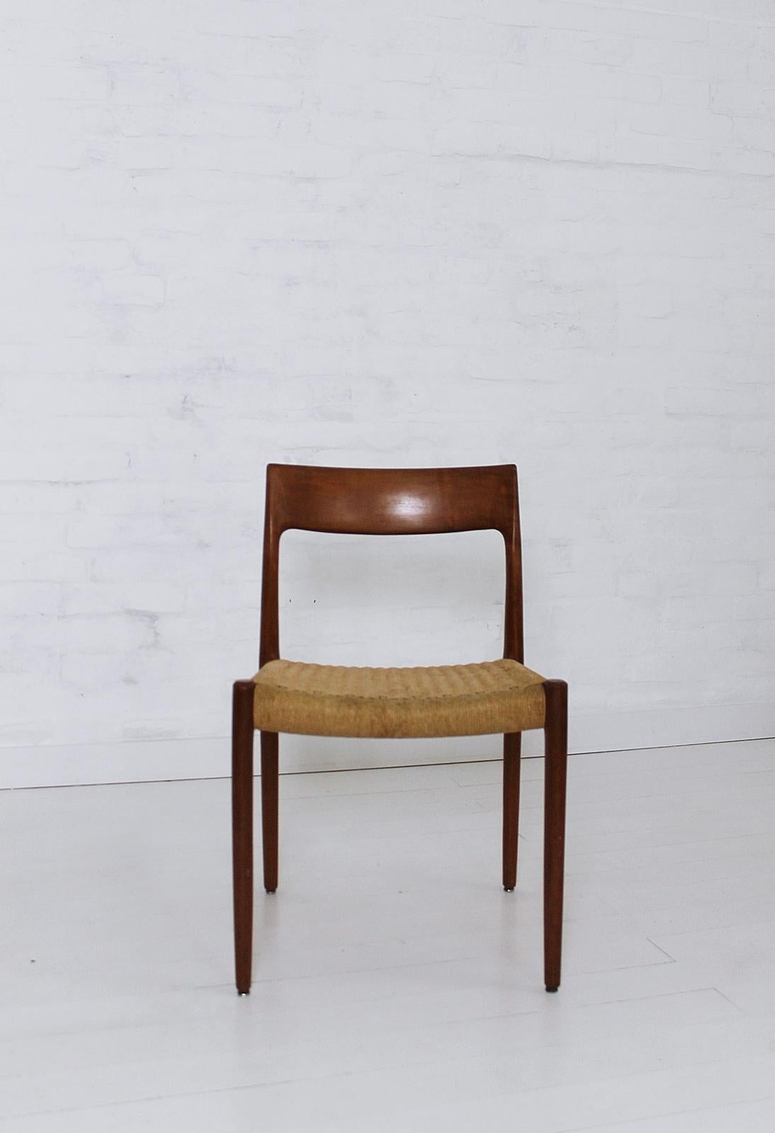 Set of 3 Chairs Model 77 by Niels O. Møller in Teak and Paper Cord, 1950s 2