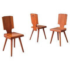 Set of 3 Chairs Model S28 Pierre Chapo 1972 