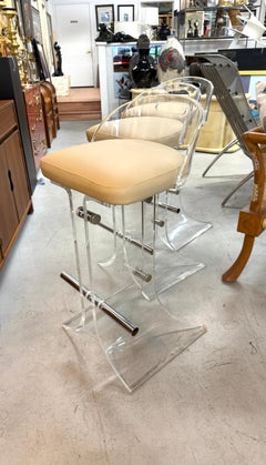 Set of 3 Charles Hollis Jones for Hill Manufacturing in Lucite & Chrome