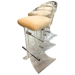 Set of 3 Charles Hollis Jones for Hill Manufacturing in Lucite & Chrome