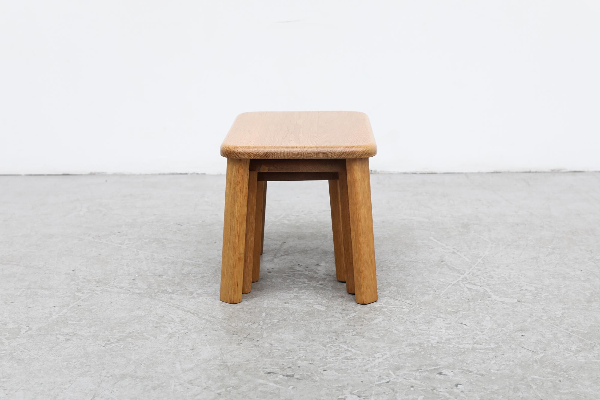 Set of 3 Charlotte Perriand Inspired Natural Oak Nesting Tables w/ Rounded Edges For Sale 3
