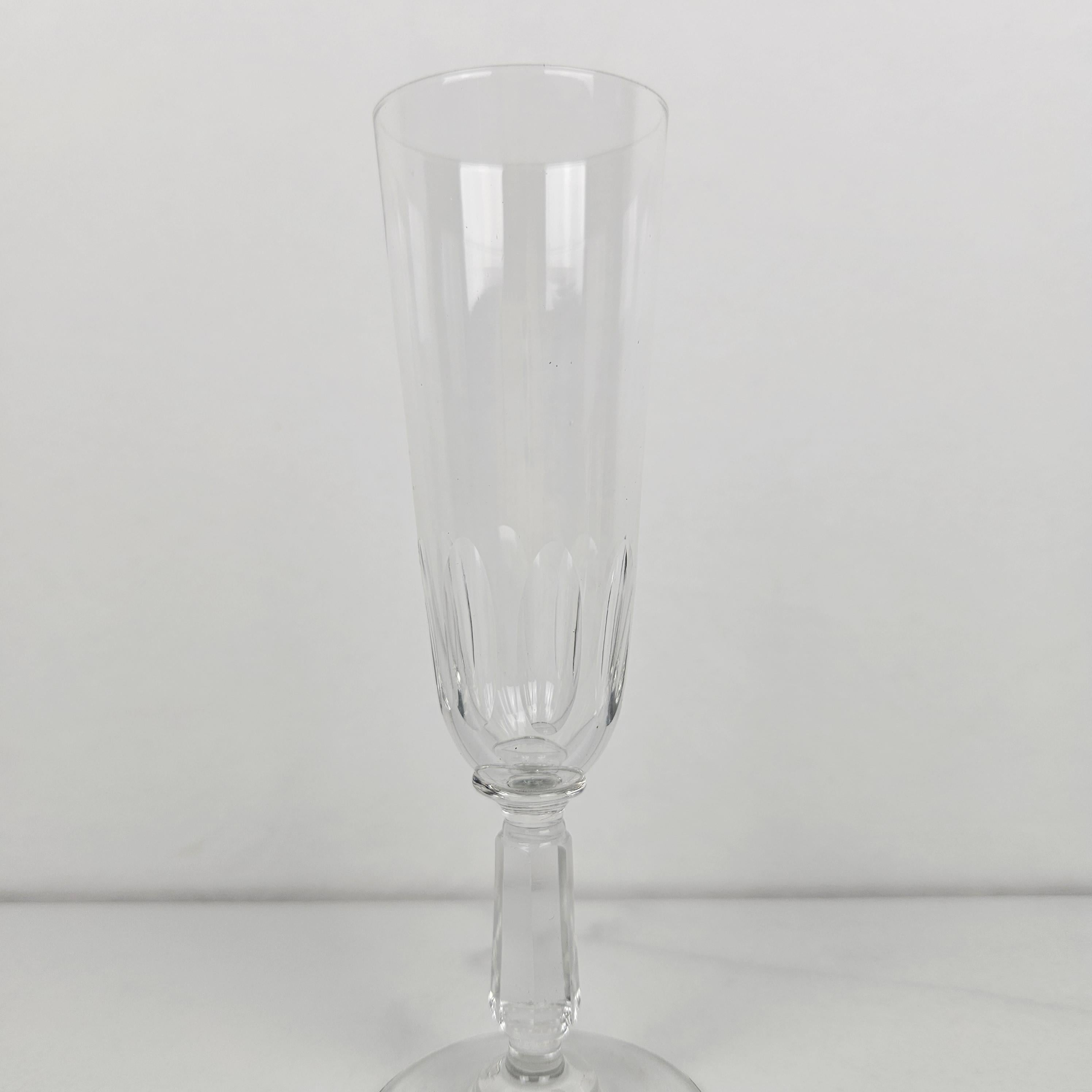 Hand-Crafted Set of 3 Charming French Hand-Blown Champagne Flutes, circa 1890 For Sale