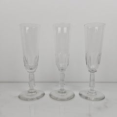 Set of 3 Charming French Hand-Blown Champagne Flutes, circa 1890