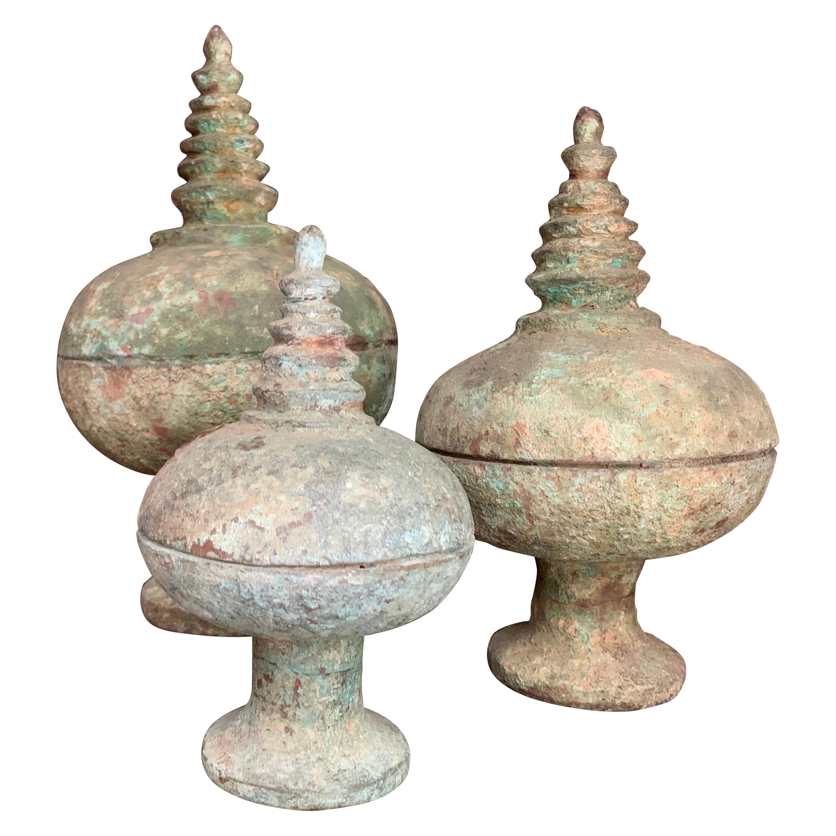 Set of 3 Chinese Bronze Ritual Cups For Sale