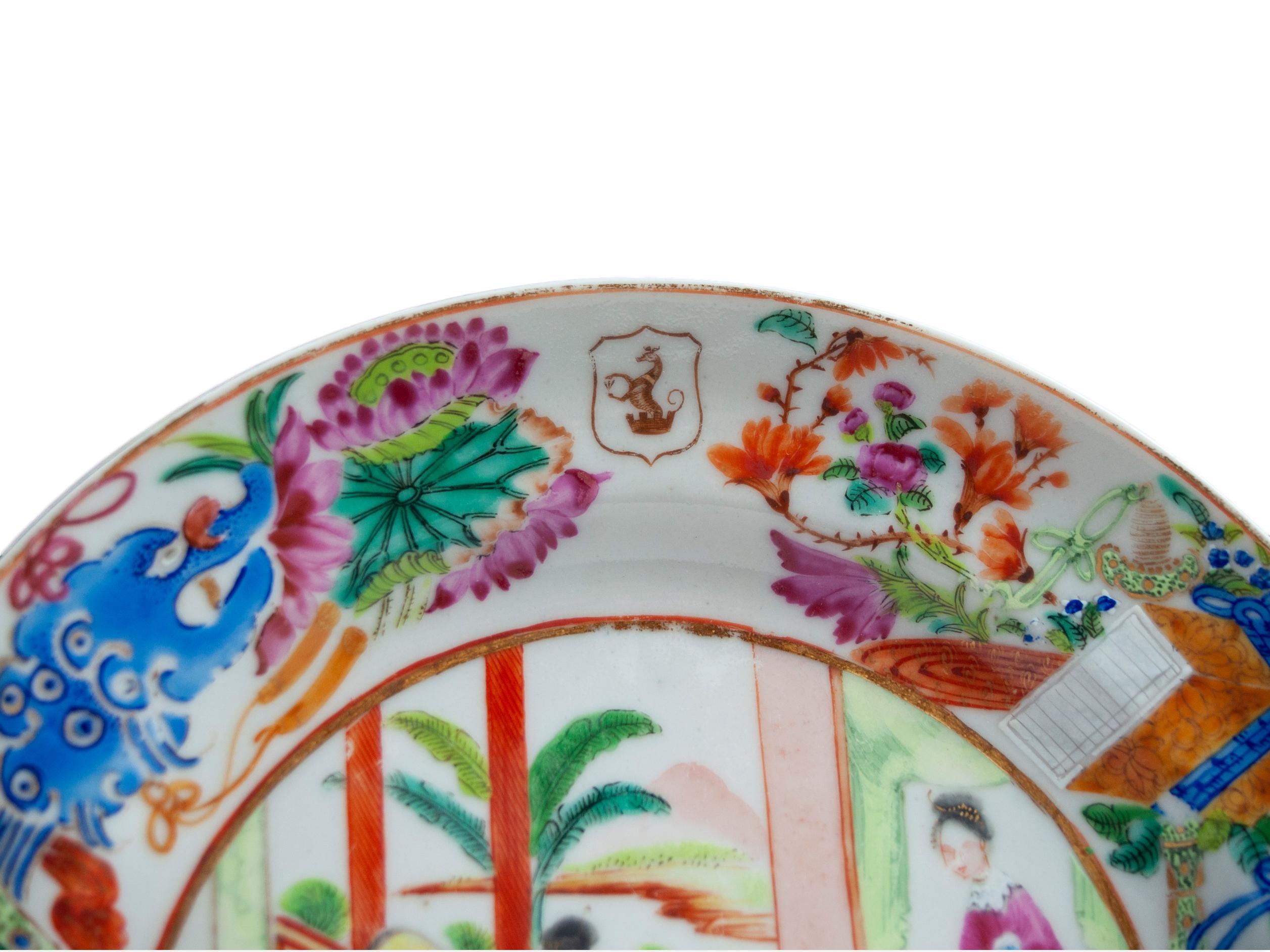 Set of 3 Chinese Export Famille Rose Armorial Plates, Canton, ca. 1835 12