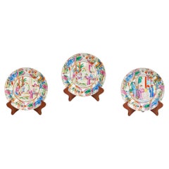 Set of 3 Chinese Export Famille Rose Armorial Plates, Canton, ca. 1835