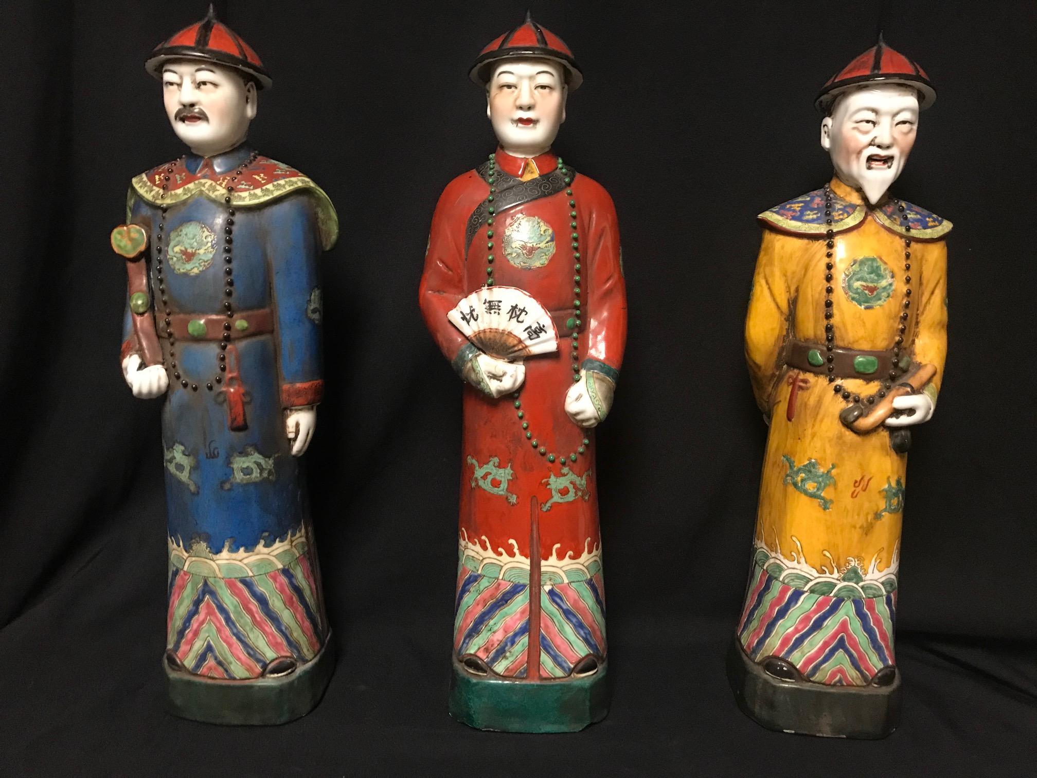 20th Century Set of 3 Chinese Porcelain Figures