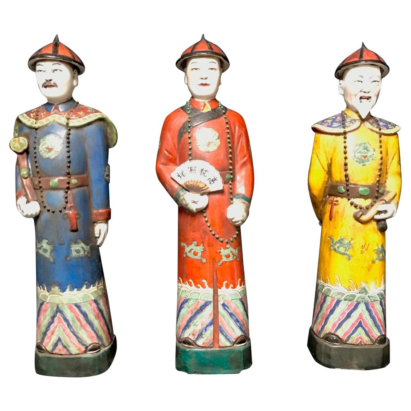 Set von 3 chinesischen Porzellanfiguren