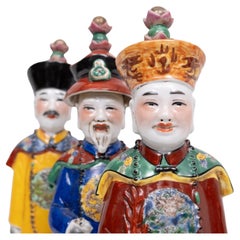 set of 3  Chinese Porcelain Qing Emperor Decorative Figurines