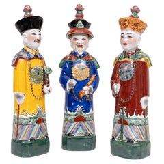 lote de 3  Figuras Decorativas de Porcelana China Emperador Qing