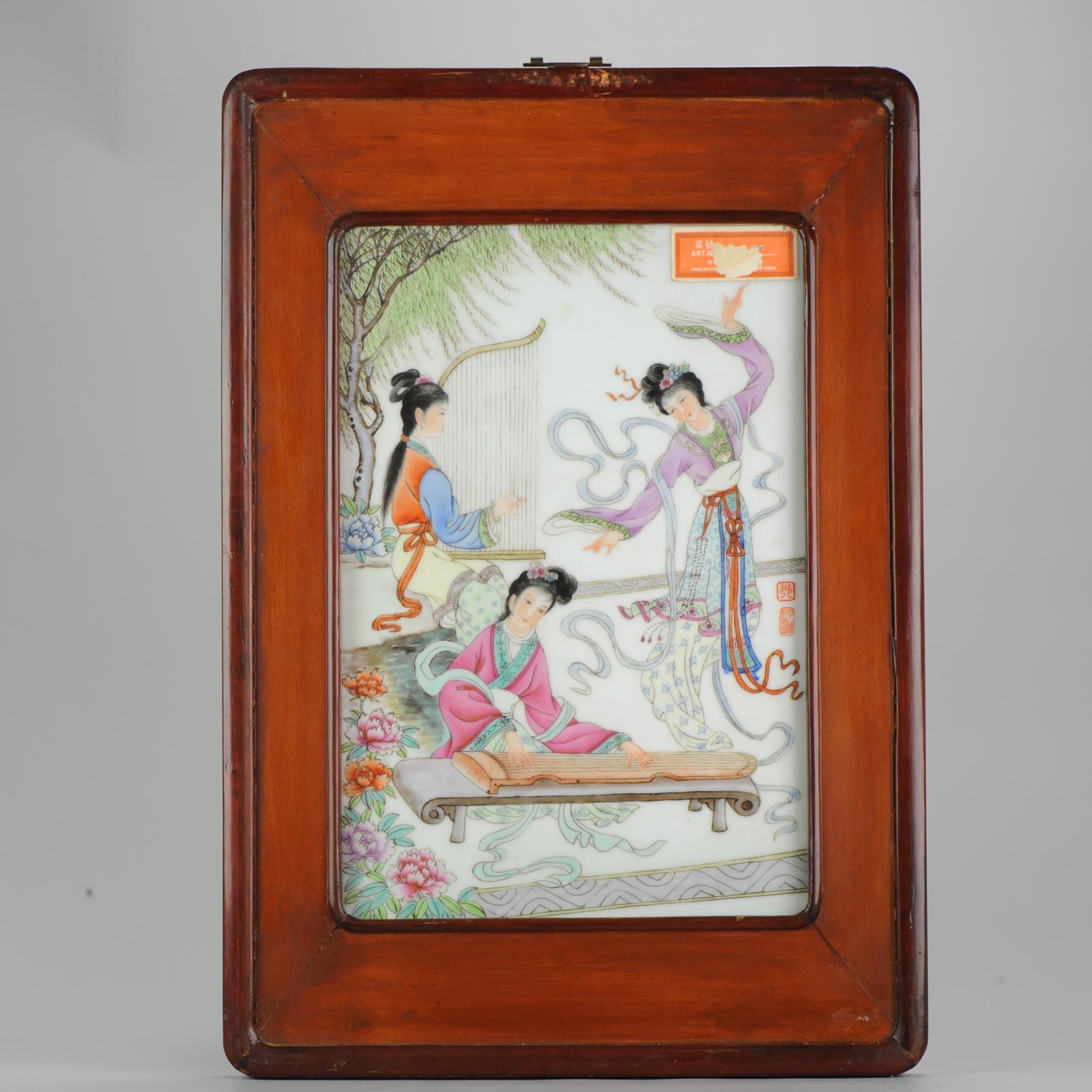 Set of 3 Chinese PRoC Ladies Leisure Porcelain plaques 1970s or 1980s For Sale 12