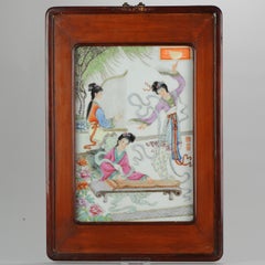 Set of 3 Chinese PRoC Ladies Leisure Porcelain plaques 1970s or 1980s