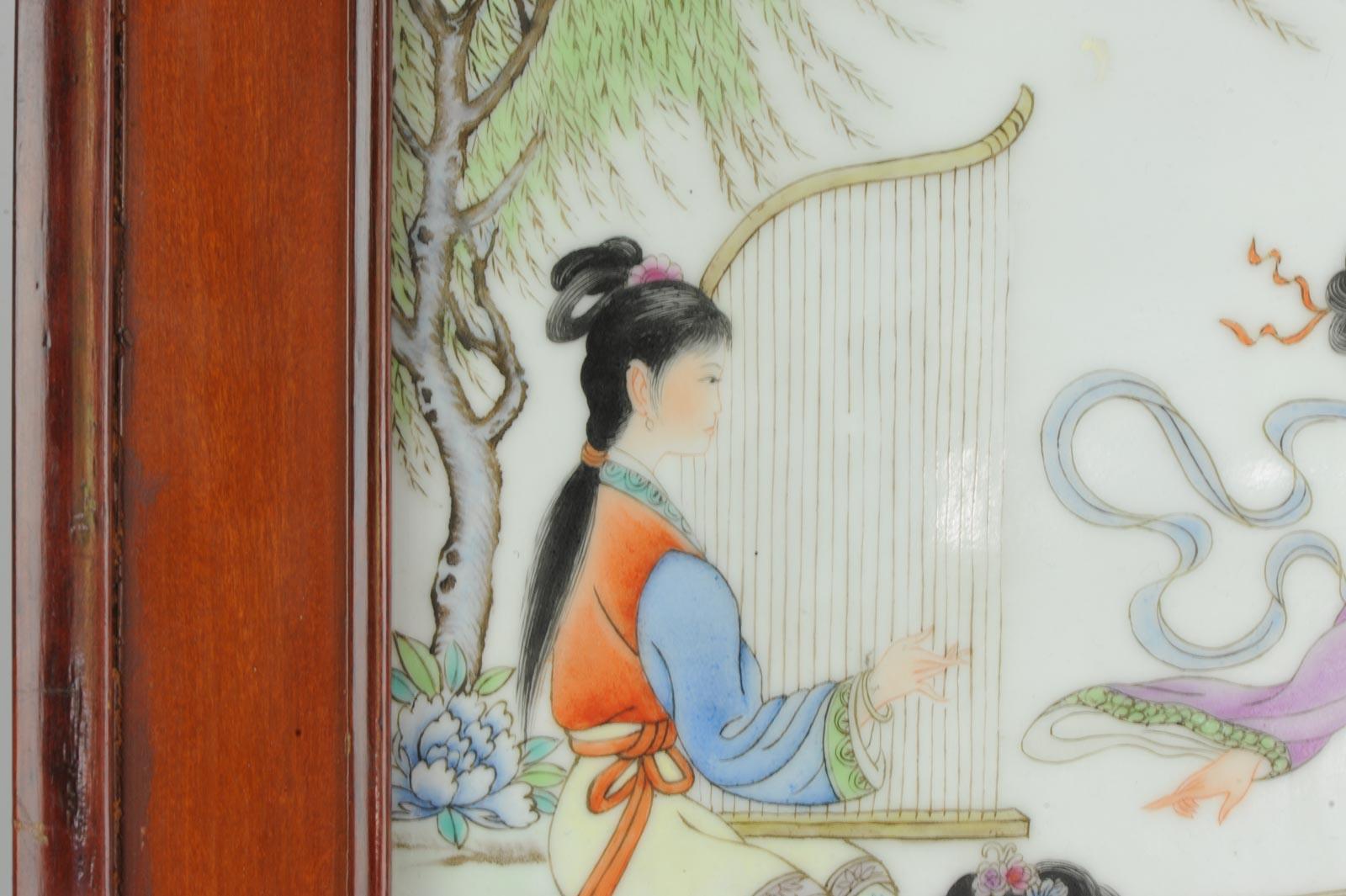 Set of 3 Chinese PRoC Ladies Leisure Porcelain plaques 1970s or 1980s For Sale 1