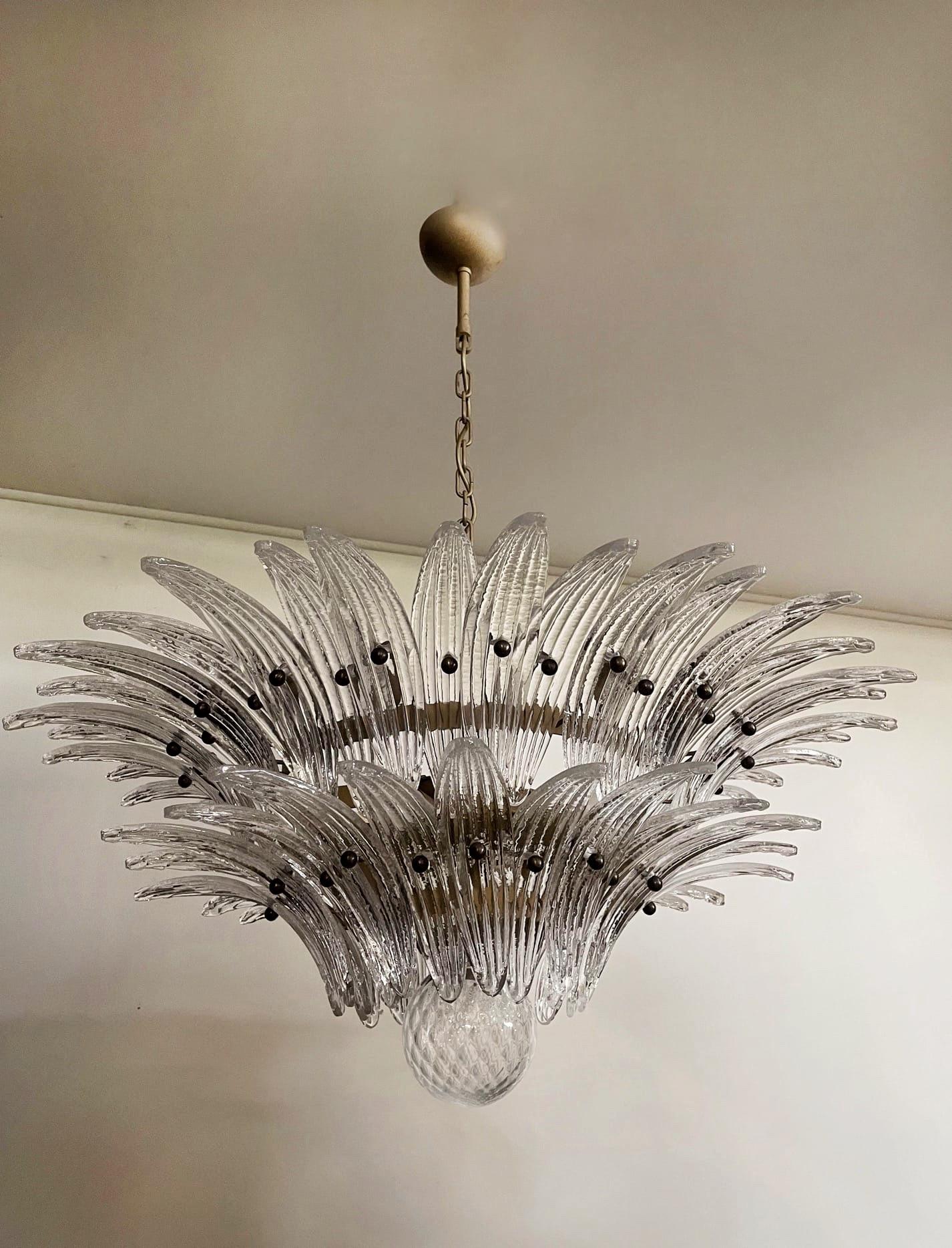 Mid-Century Modern Set of 3 Classic Murano Chandeliers Palma 2-tier For Sale