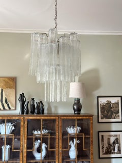 Set of 3 Classic Murano Chandeliers Tronchi in the of style of Venini. size s-m