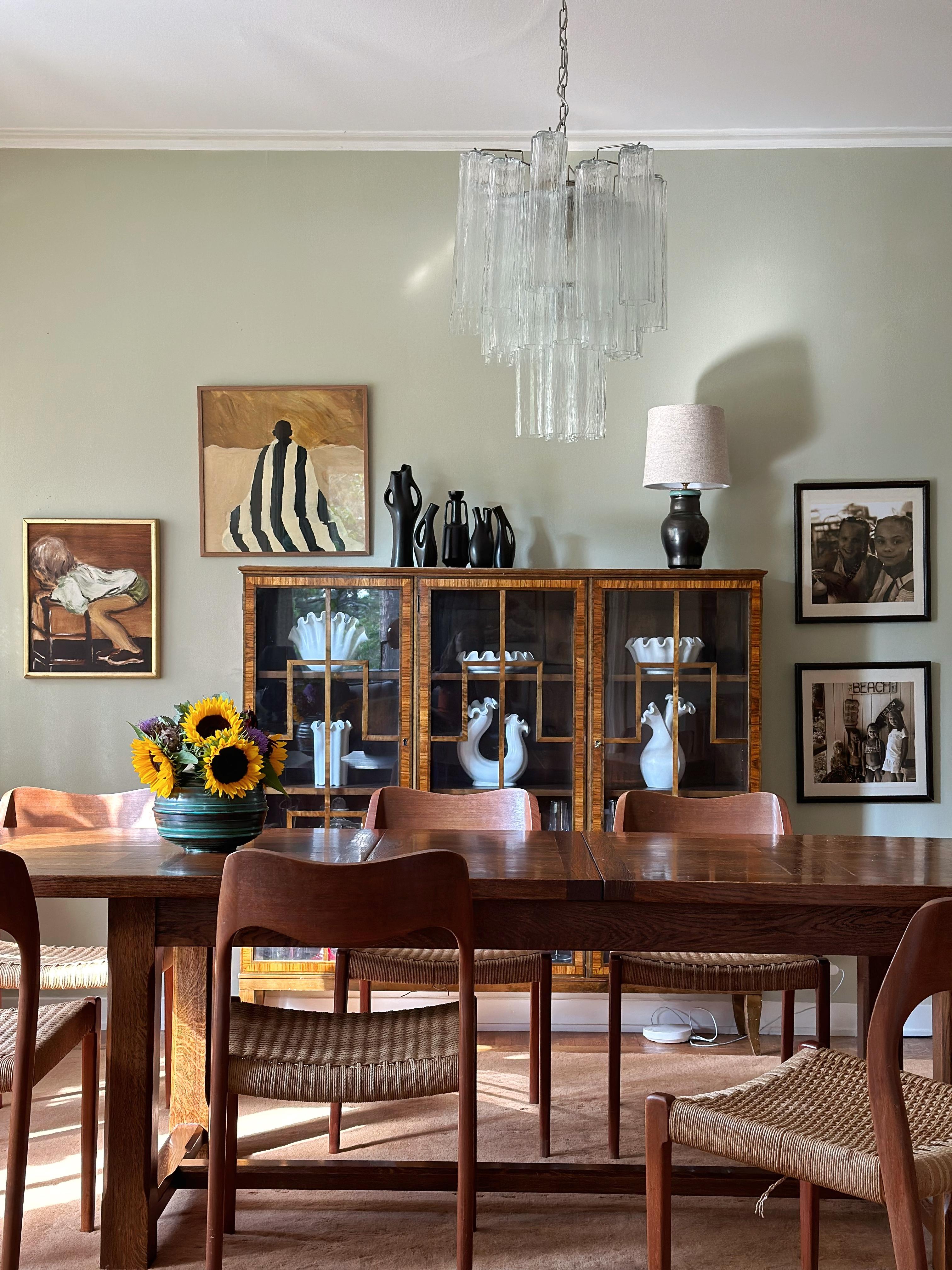 Mid-Century moderno Set di 3 lampadari classici di Murano Tronchi nello stile di Venini. dimensioni S.I.M. in vendita