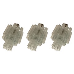 Set of 3 Classic Murano Chandeliers Tronchi in the of style of Venini. size s-m