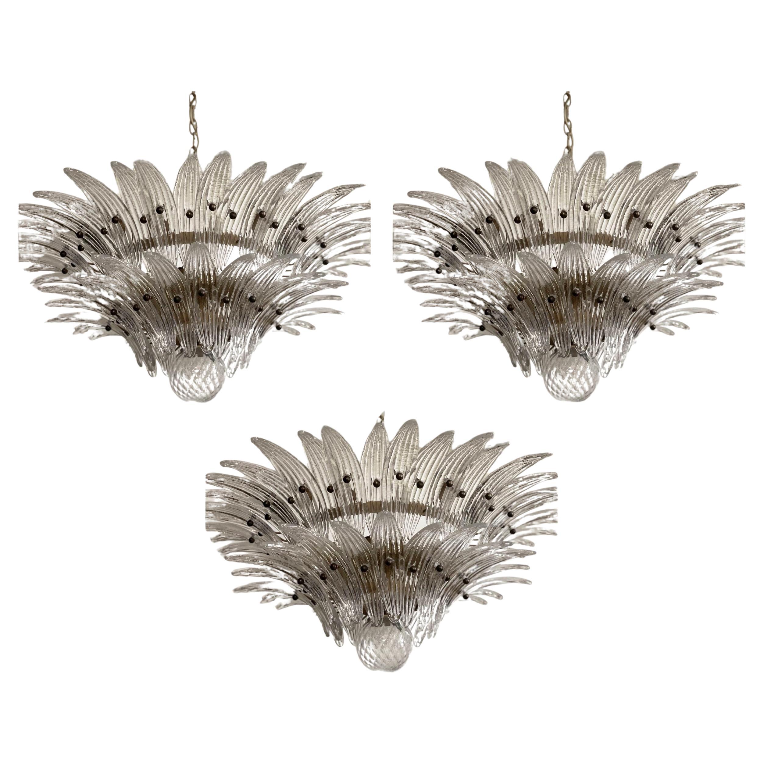 Set of 3 Classic Murano Chandeliers Tropicale in Barovier 
Toso Style.