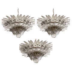 Set of 3 Classic Murano Chandeliers Tropicale in Barovier & Toso Style.