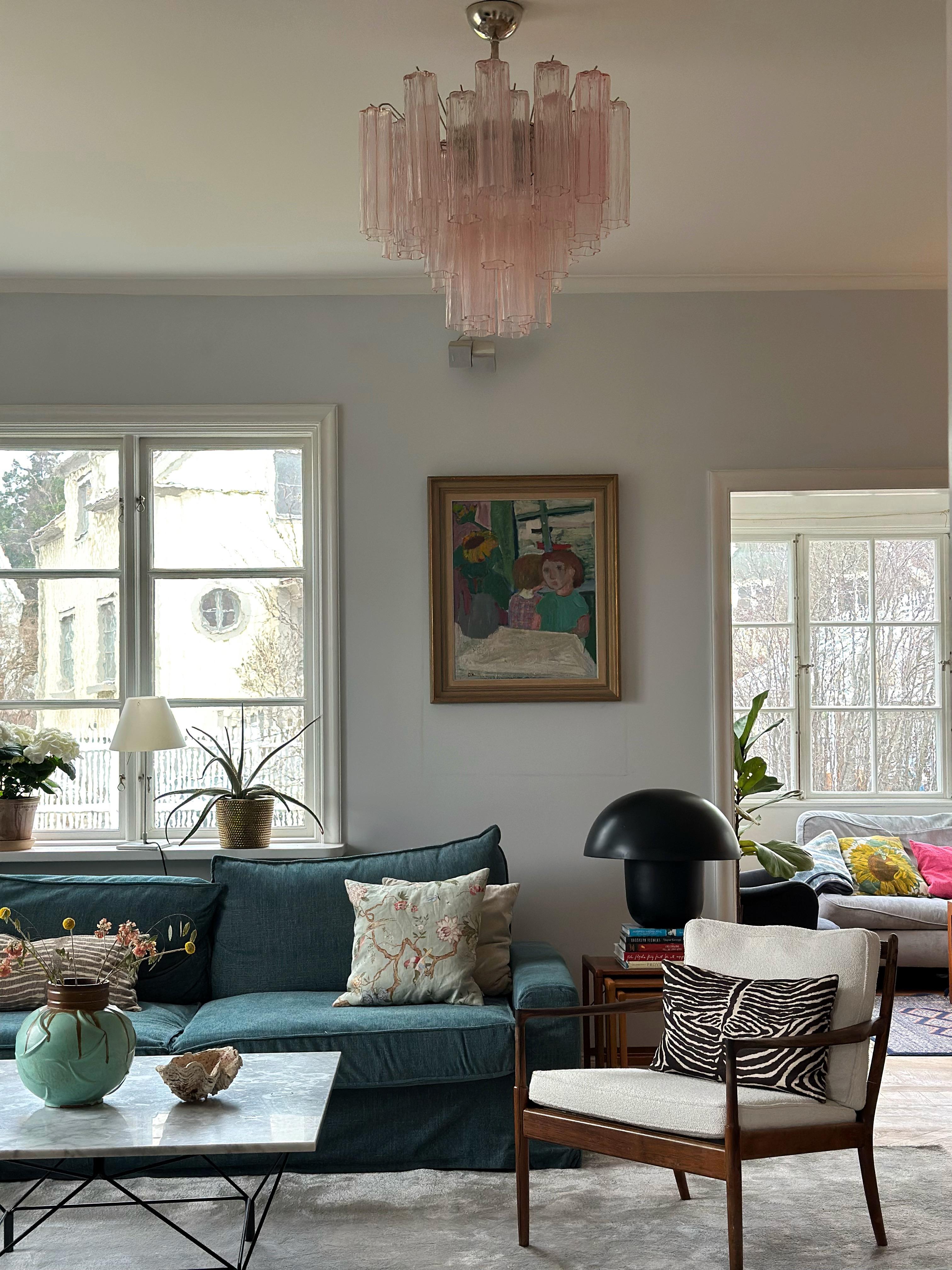 Set di 3 lampadari classici rosa di Murano Tronchi in vendita 1