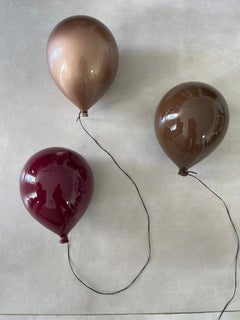 Set of 3 Ceramic Balloon Sculptures - Merlot, Chocolate and Champagne