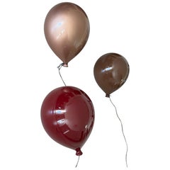 Set of 3 Ceramic Balloon Sculptures - Merlot, Chocolate and Champagne