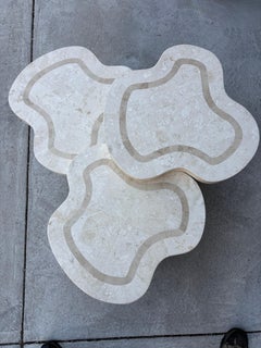 Set of 3 cloud Tessellated fossil stone tables