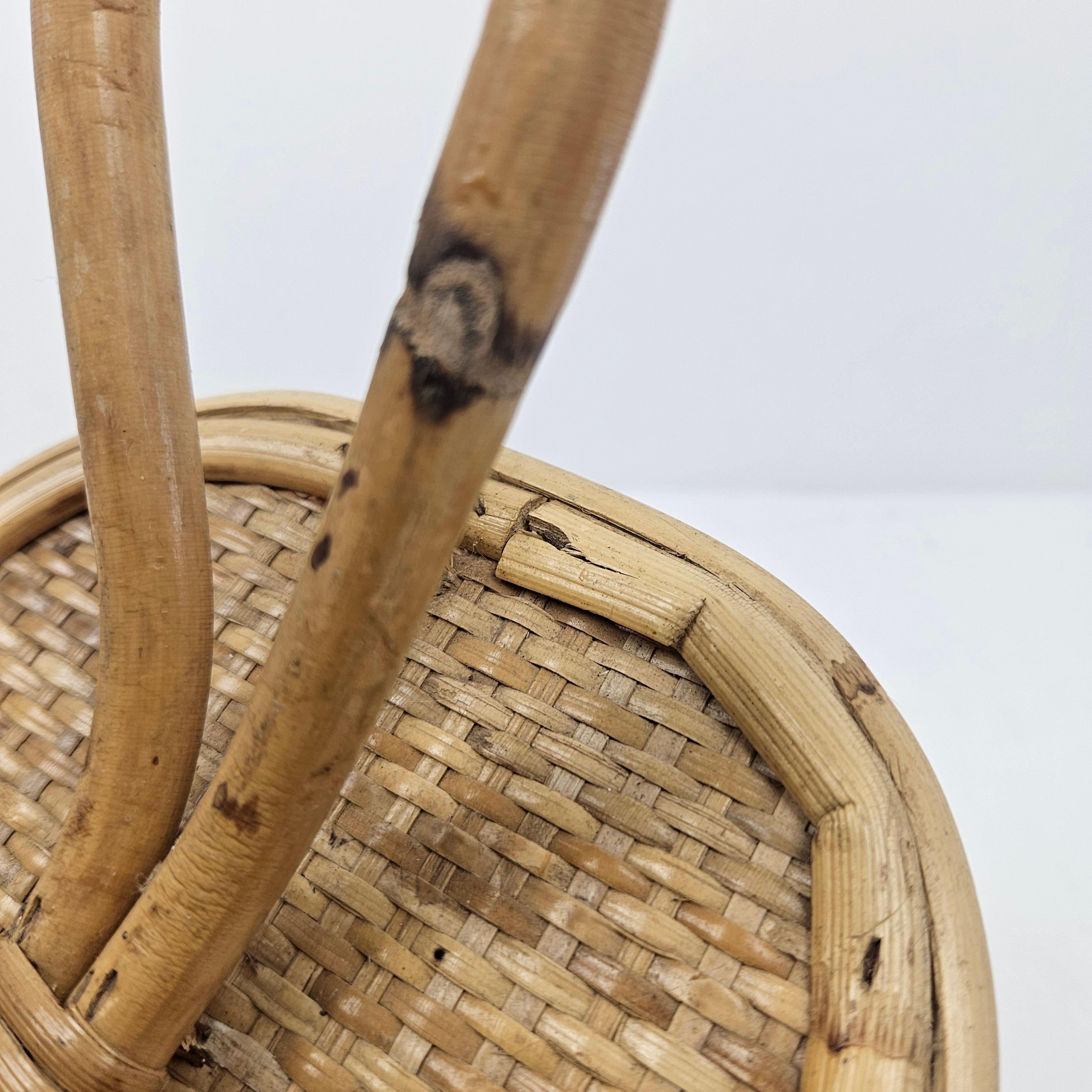Set di 3 appendiabiti in rattan e bambù, Italia 1960s in vendita 5
