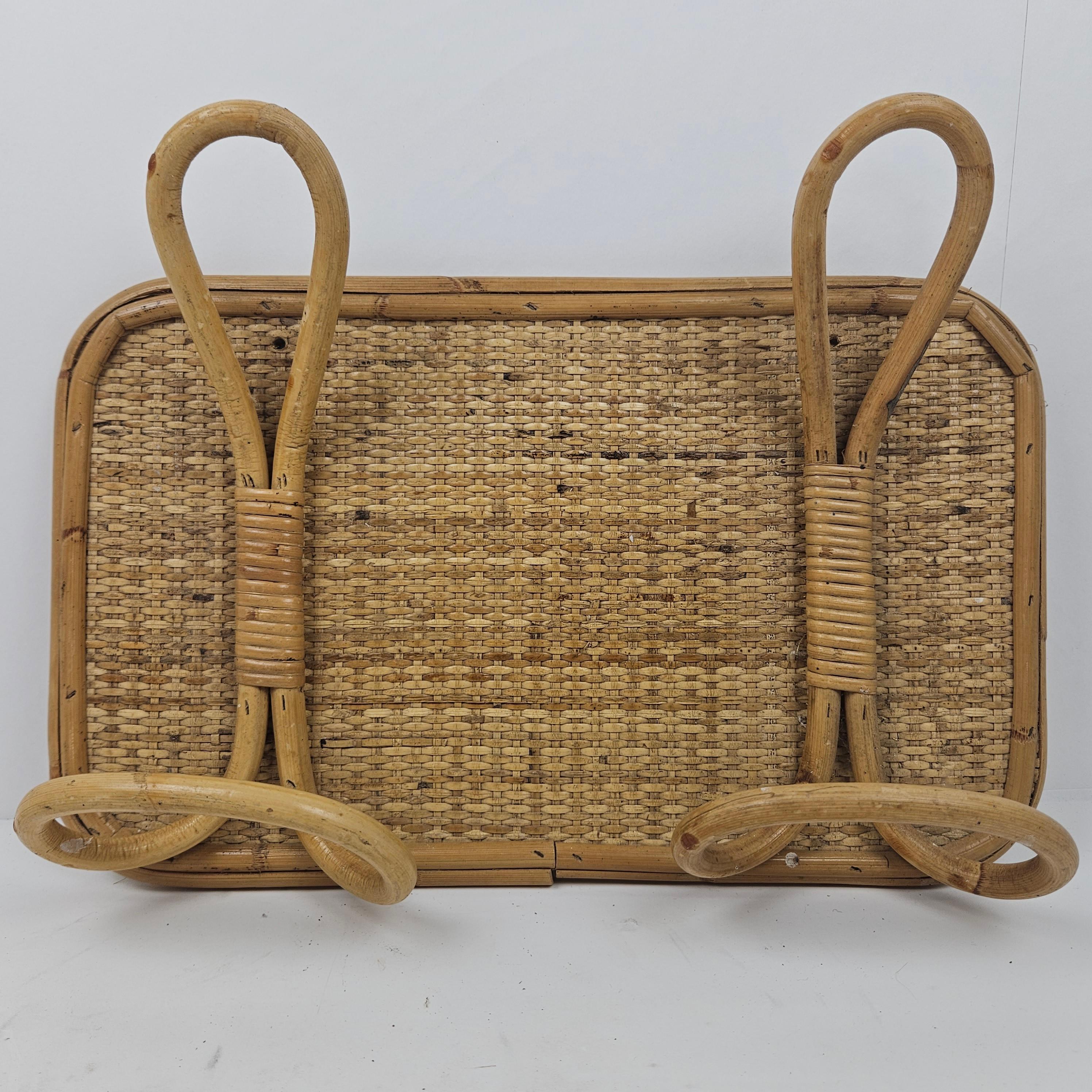 Bambù Set di 3 appendiabiti in rattan e bambù, Italia 1960s in vendita