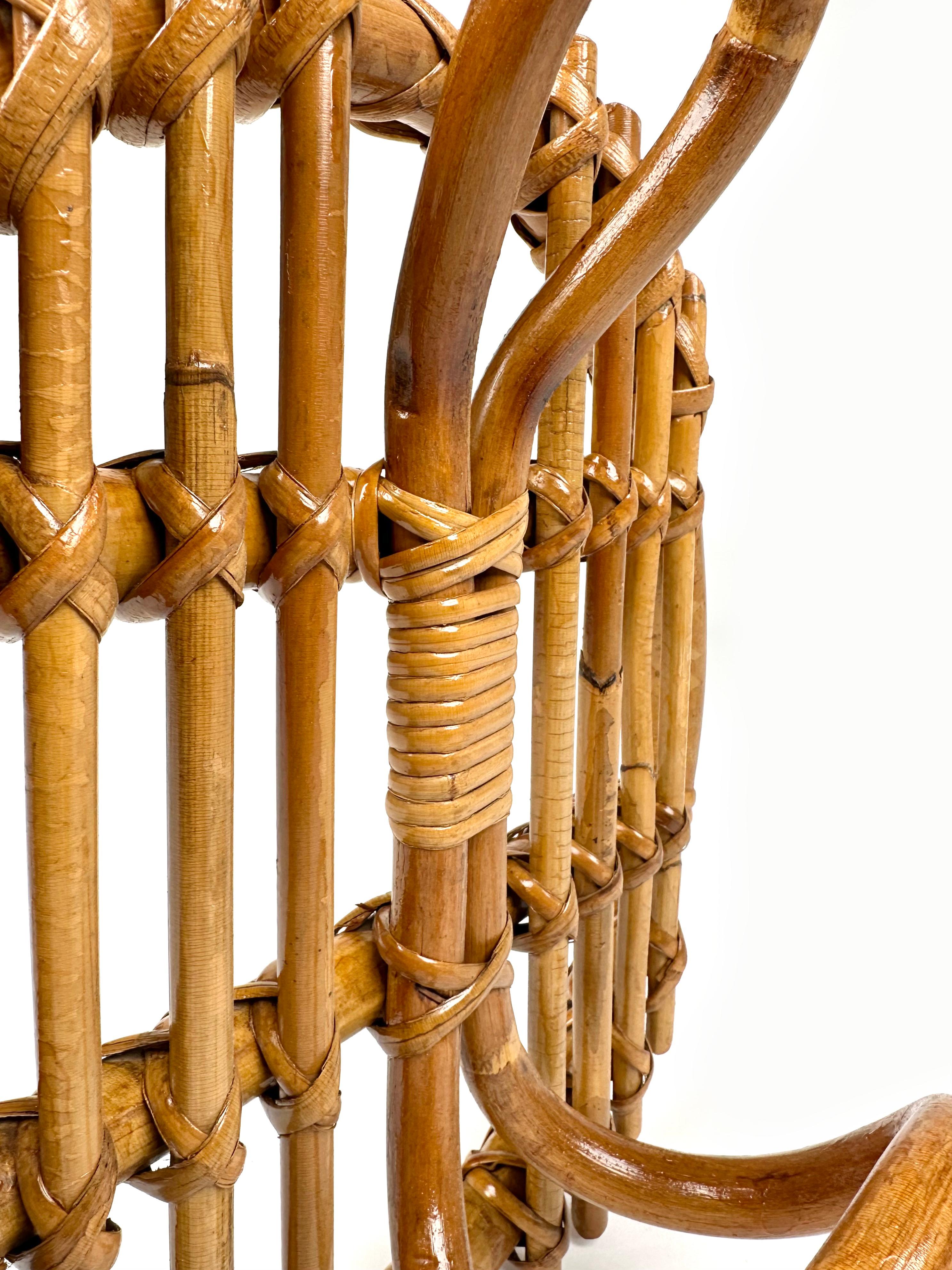 Set of 3 Coat Rack in Bamboo and Rattan Franco Albini Style, Italy, 1960s 4