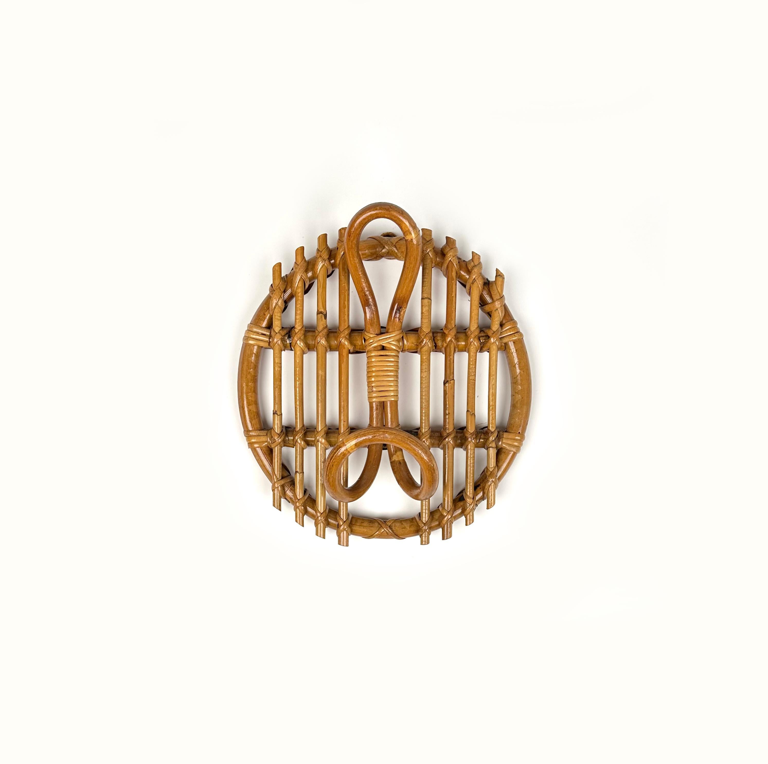 Set of 3 Coat Rack in Bamboo and Rattan Franco Albini Style, Italy, 1960s 1