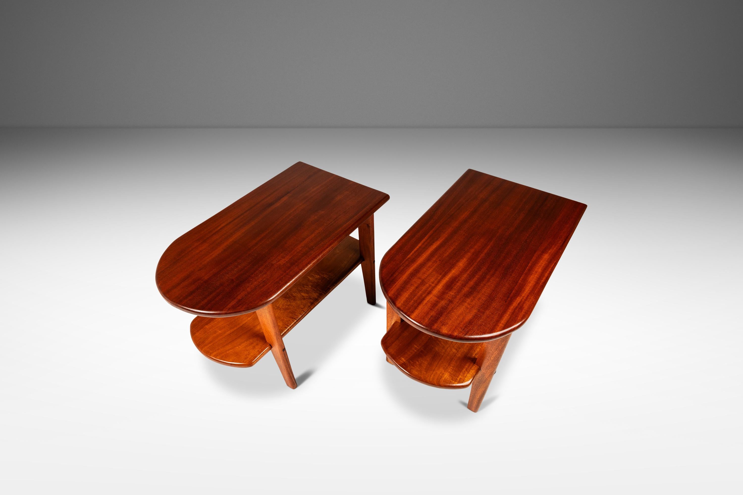 Set aus 3 Couchtischen und Beistelltischen aus massivem Mahagoni, Sonderanfertigung, USA, ca. 1940er Jahre im Angebot 5