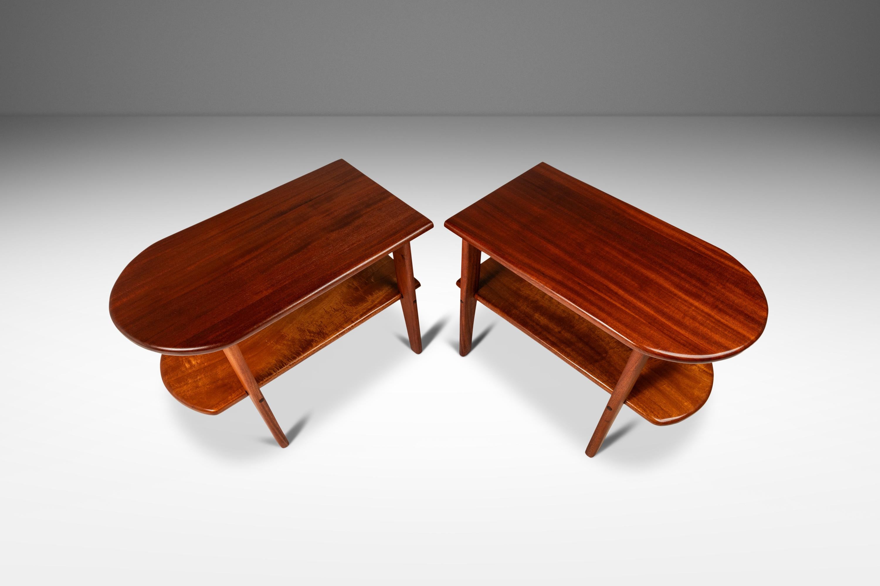 Set aus 3 Couchtischen und Beistelltischen aus massivem Mahagoni, Sonderanfertigung, USA, ca. 1940er Jahre im Angebot 8