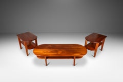 Set of 3 Coffee & End Table Set Custom-Made in Solid Mahogany, USA, c. 1940s