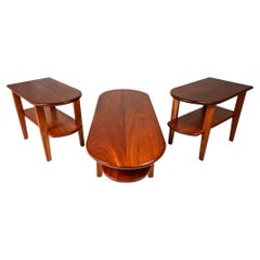 Set aus 3 Couchtischen und Beistelltischen aus massivem Mahagoni, Sonderanfertigung, USA, ca. 1940er Jahre